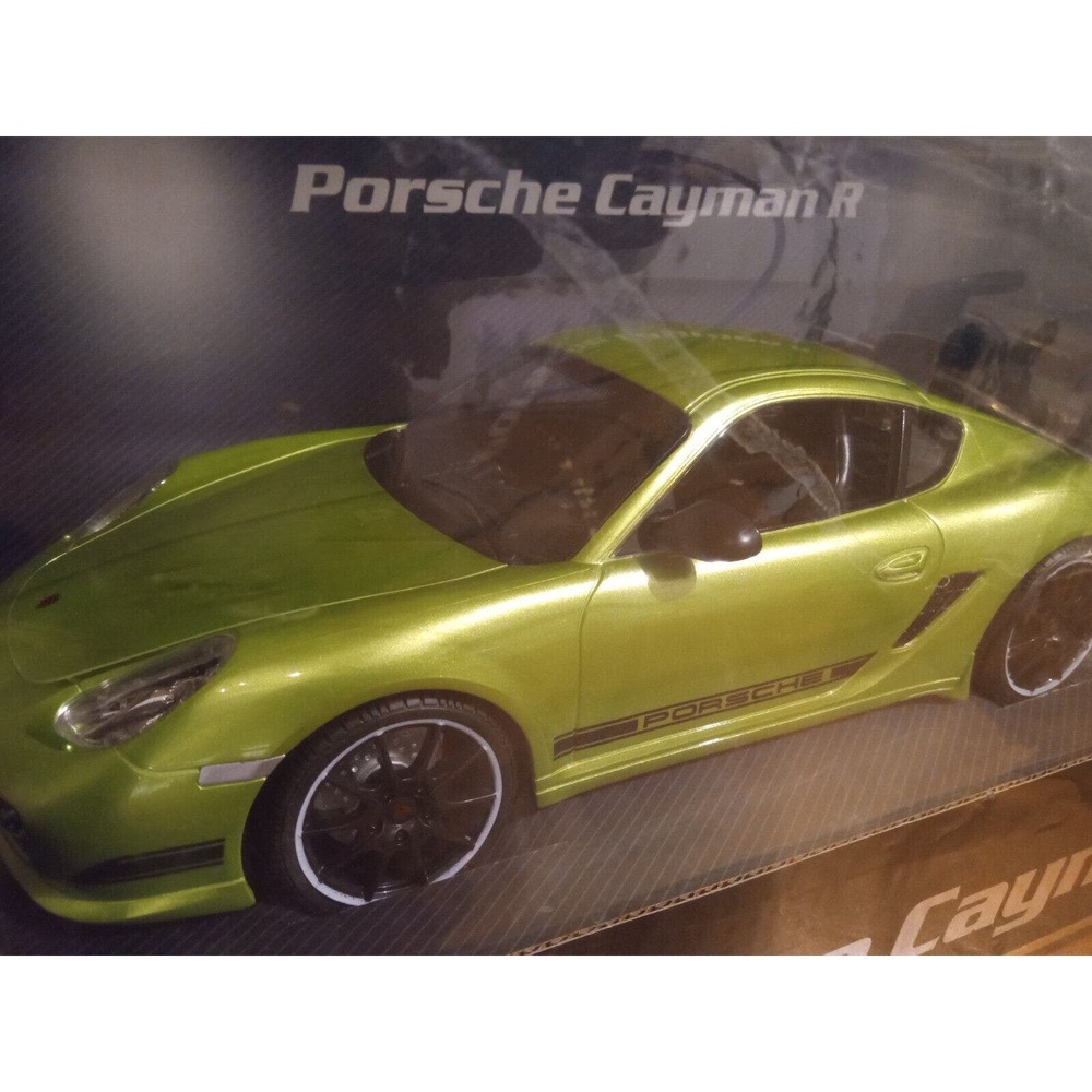 PORSCHE CAYMAN R 1/16 SCALE AUTHORIZED GREEN RC MODEL CAR LIGHTS 27 MHz NEW